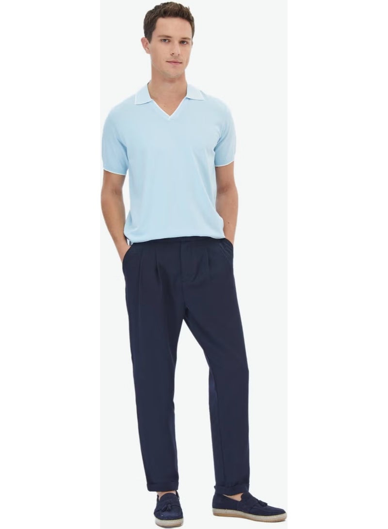 Kip Light Blue Polo Neck Plain Knit Knitwear - Image 2